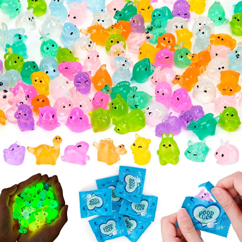 Hysagtek Mini Resin Animals Blind Bags - 100 Pcs Luminous Tiny Animals Glow in The Dark Little Farm Ocean Figures Micro Landscape Aquarium Potted Dollhouse Decor Fairy Garden Accessories - Image 1